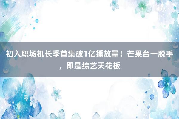 初入职场机长季首集破1亿播放量！芒果台一脱手，即是综艺天花板