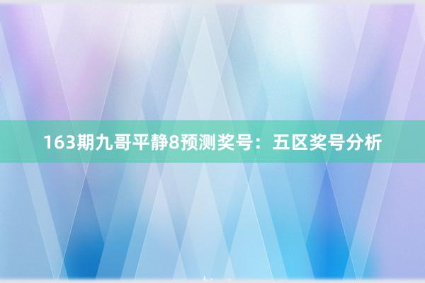 163期九哥平静8预测奖号：五区奖号分析