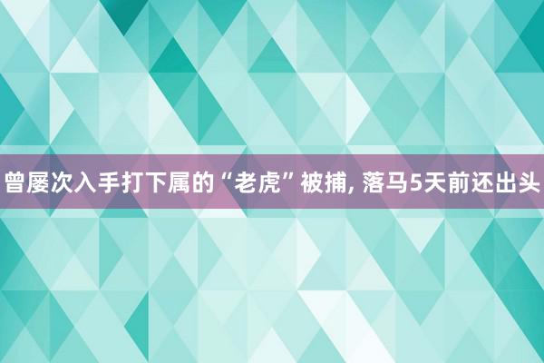 曾屡次入手打下属的“老虎”被捕, 落马5天前还出头