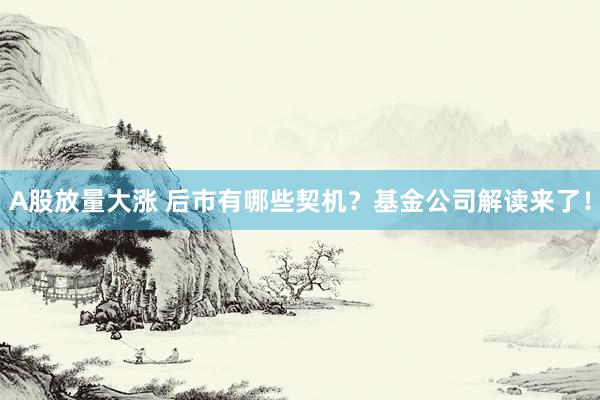 A股放量大涨 后市有哪些契机？基金公司解读来了！