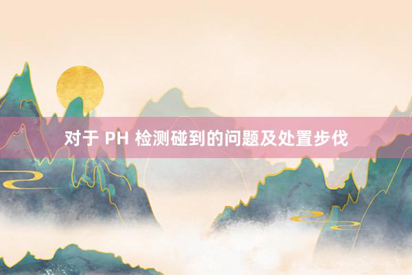 对于 PH 检测碰到的问题及处置步伐