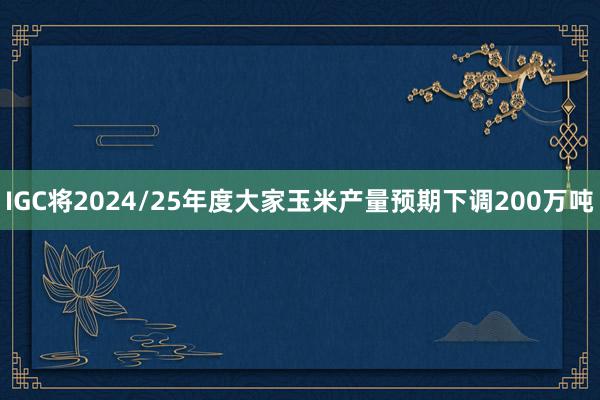 IGC将2024/25年度大家玉米产量预期下调200万吨