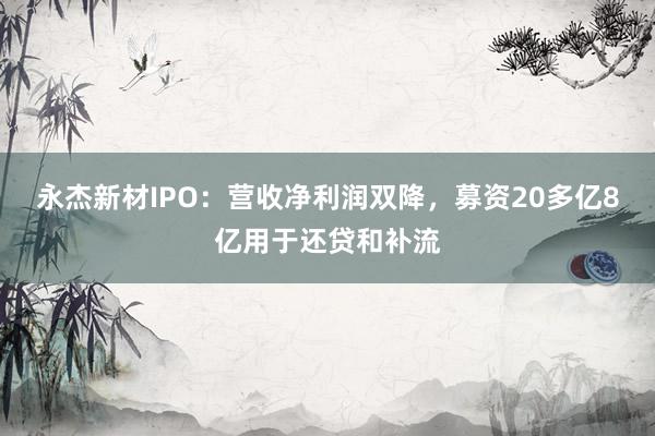 永杰新材IPO：营收净利润双降，募资20多亿8亿用于还贷和补流