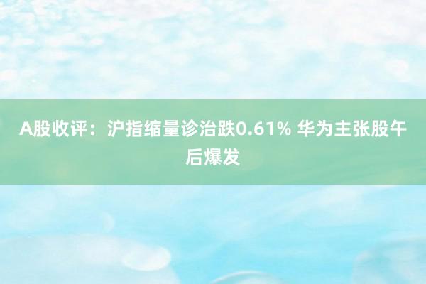 A股收评：沪指缩量诊治跌0.61% 华为主张股午后爆发